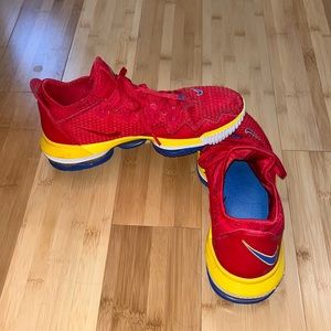 Red Lebrons. Lightly worn